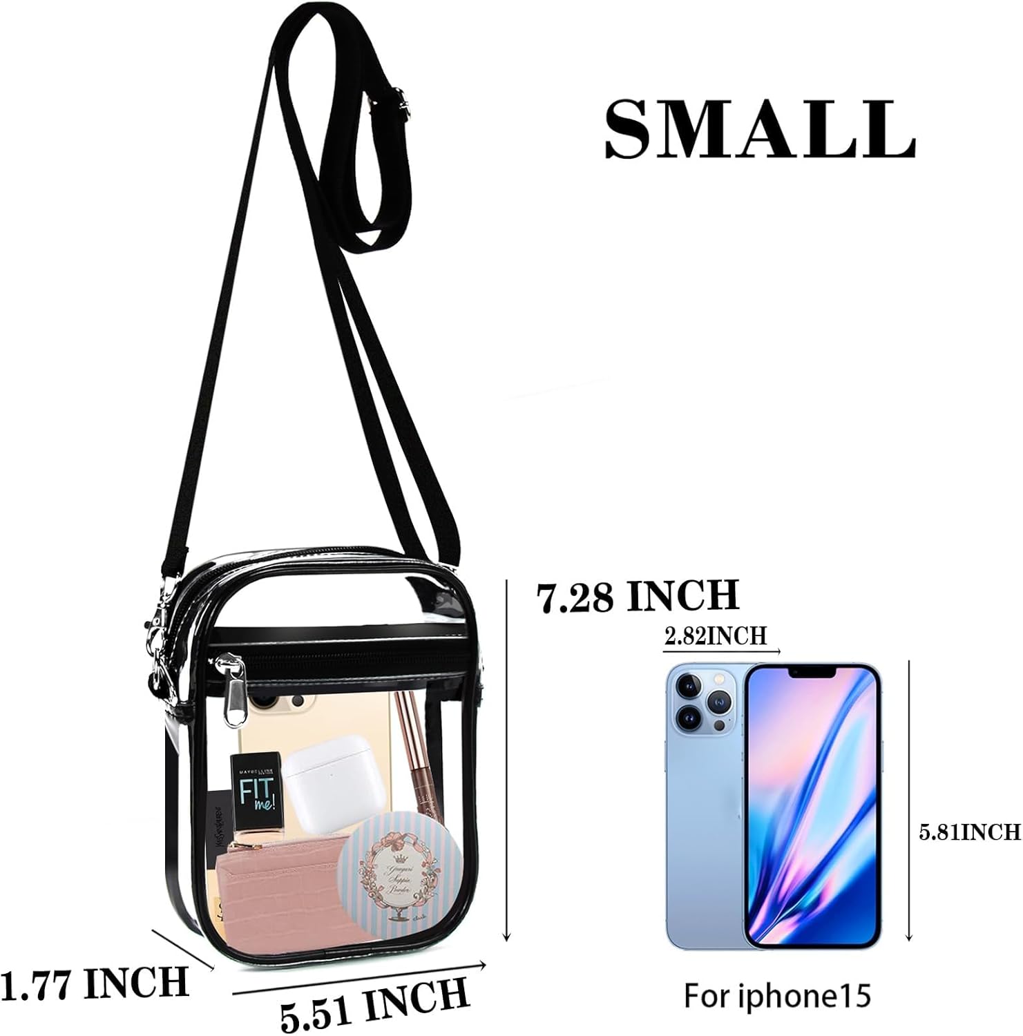 Clear Stadium Bag – Waterproof PVC Crossbody Purse | Stadium Approved 12x6x12 | Concerts, NFL Games & Airports