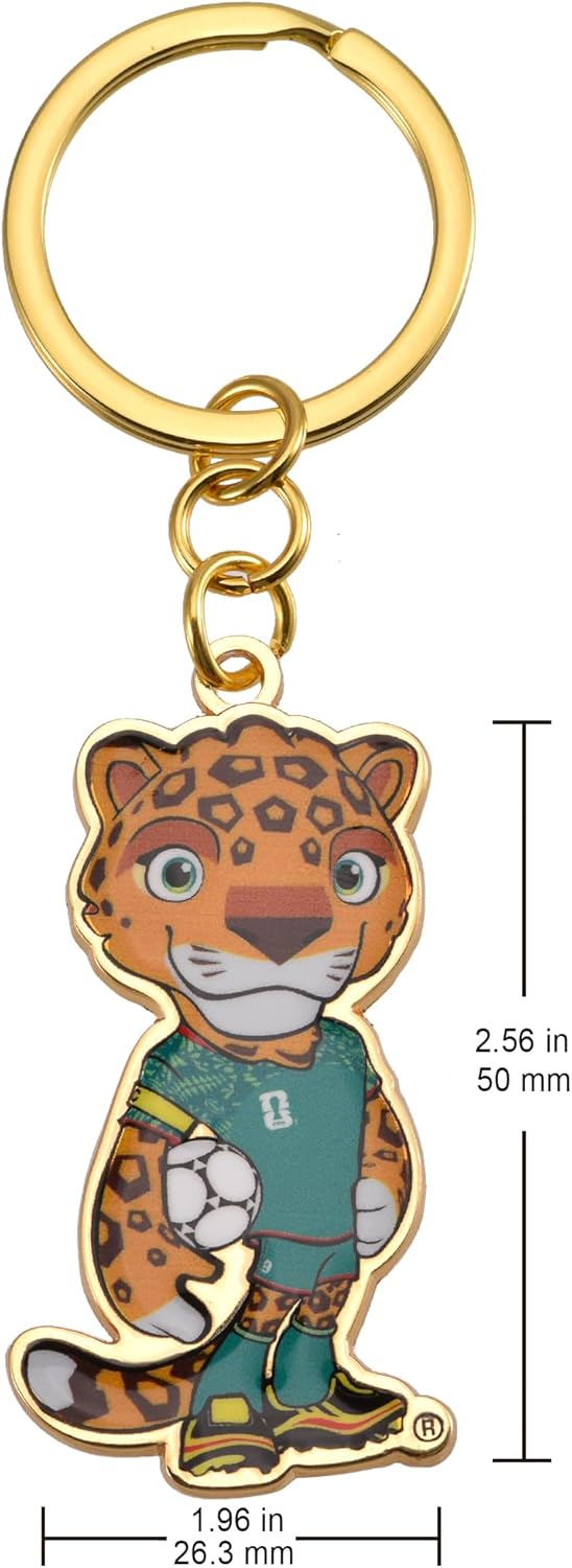FIFA World Cup 2026 Mascot Keychain - Zayu the Jaguar Enamel Keyring, Soccer Fan Collectible