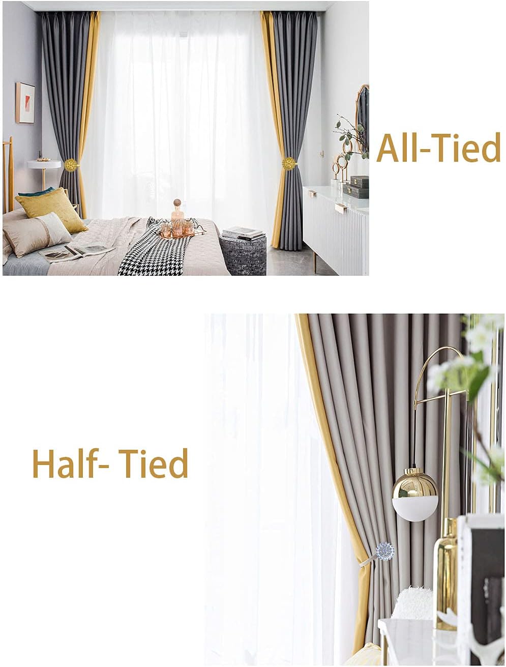 Crystal Flower Magnetic Curtain Tiebacks for Drapes & Curtains (2 Pack)