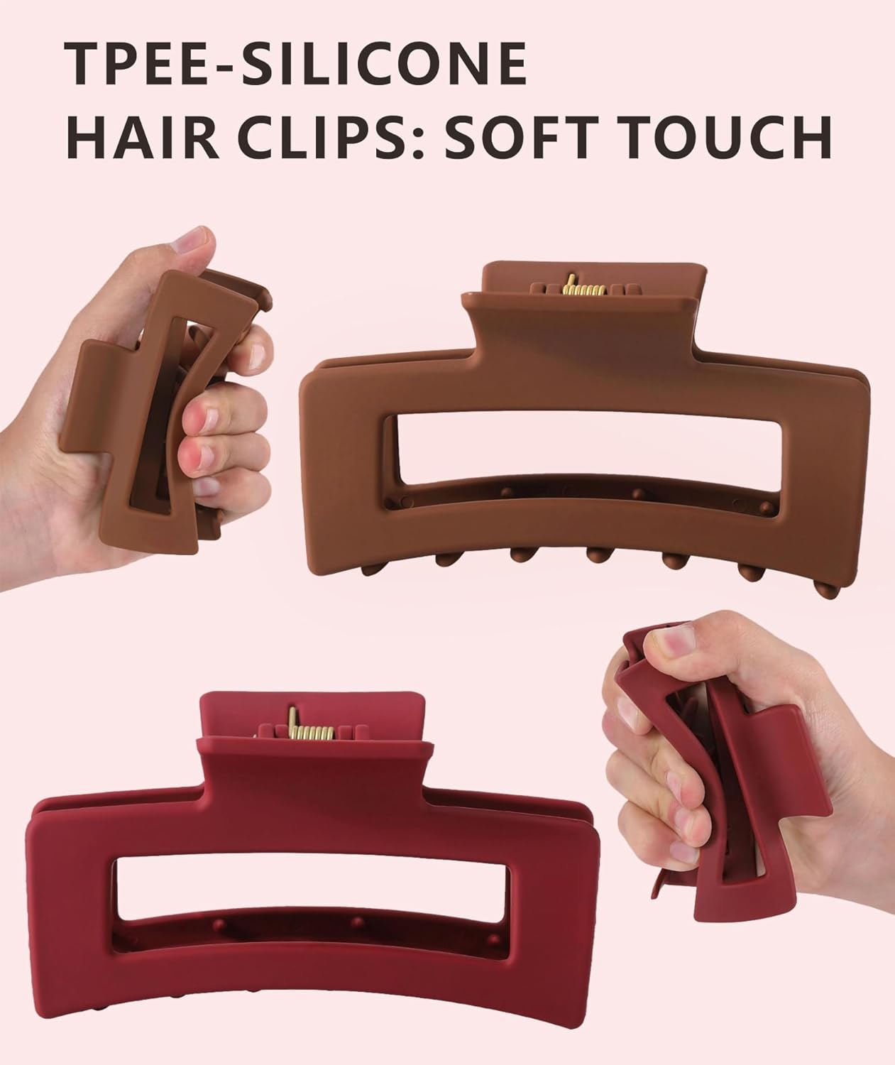 4Pcs Cloud Claw Clips - 4.2 Inch Non-Slip Strong Hold Hair Clips for Thick, Thin, & Curly Hair - Durable TPEE-Silicone