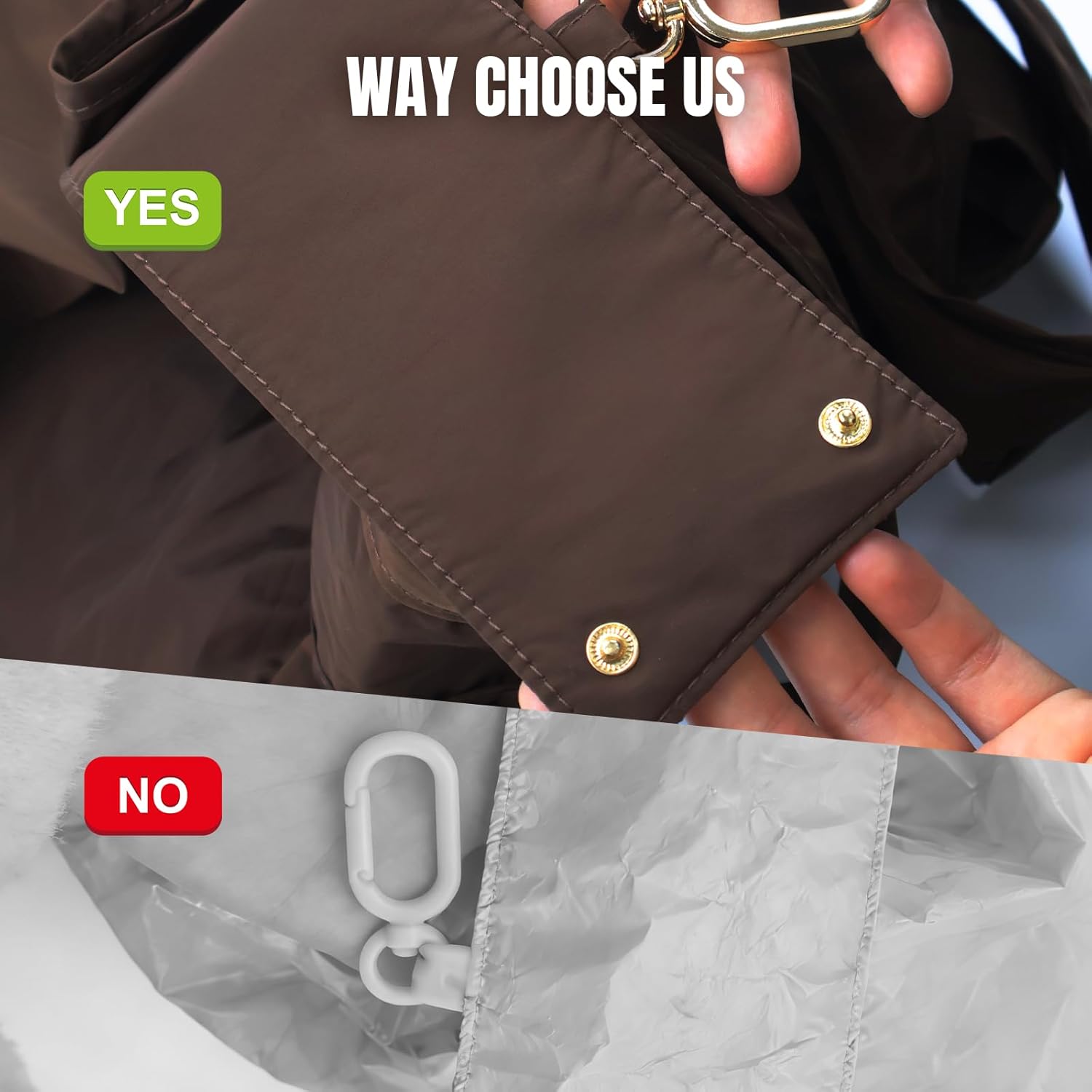 Mini Keychain Tote Bag - Foldable Vegan Leather Shopping Bag with Gold Accents for Daily Carry & Travel