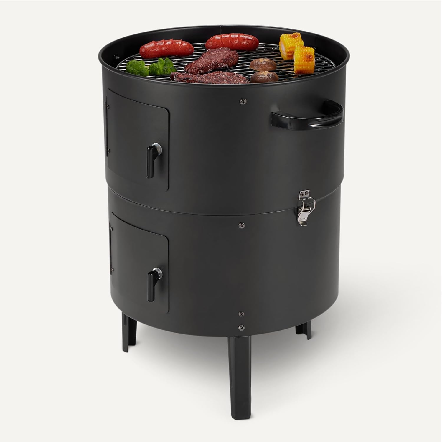 Vertical Charcoal Smoker – 2-Layer BBQ Smoker Grill with Thermometer