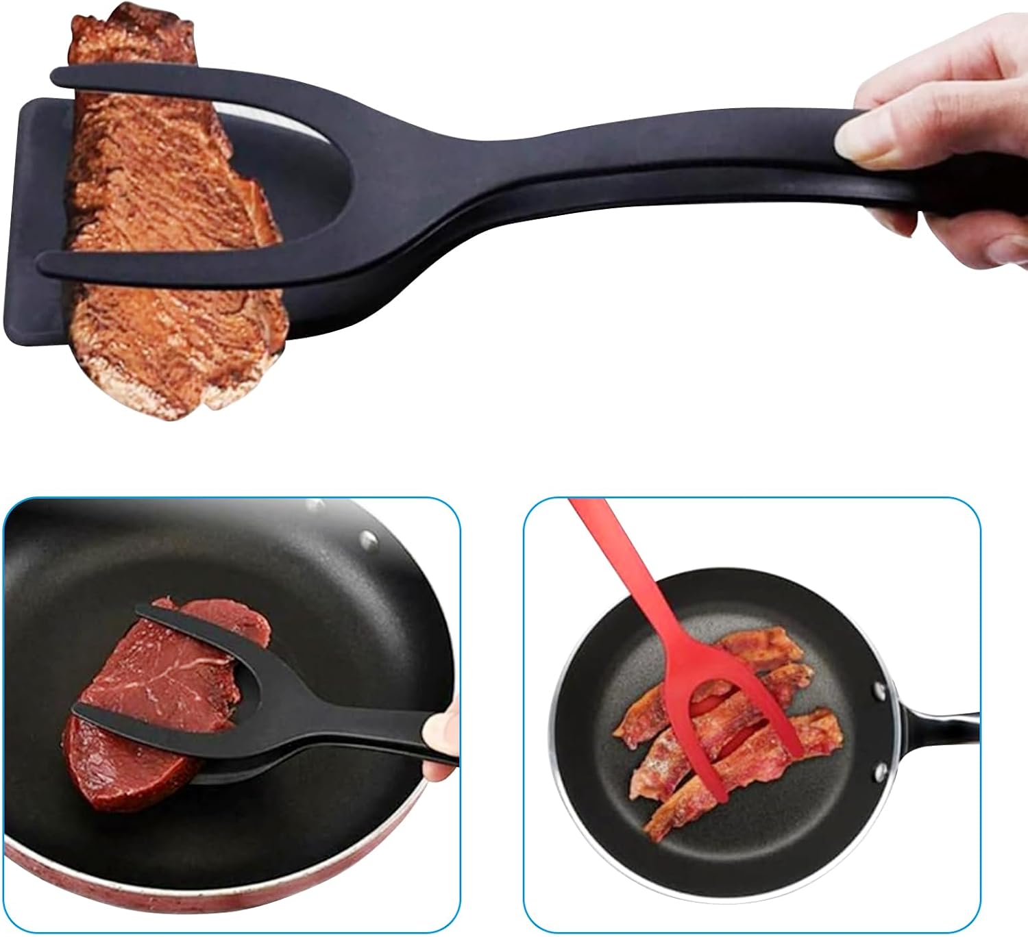2-in-1 Flip Spatula Tong – Non-Stick Pancake Egg Turner with Silicone Handle | 12 Inch Kitchen Spatula