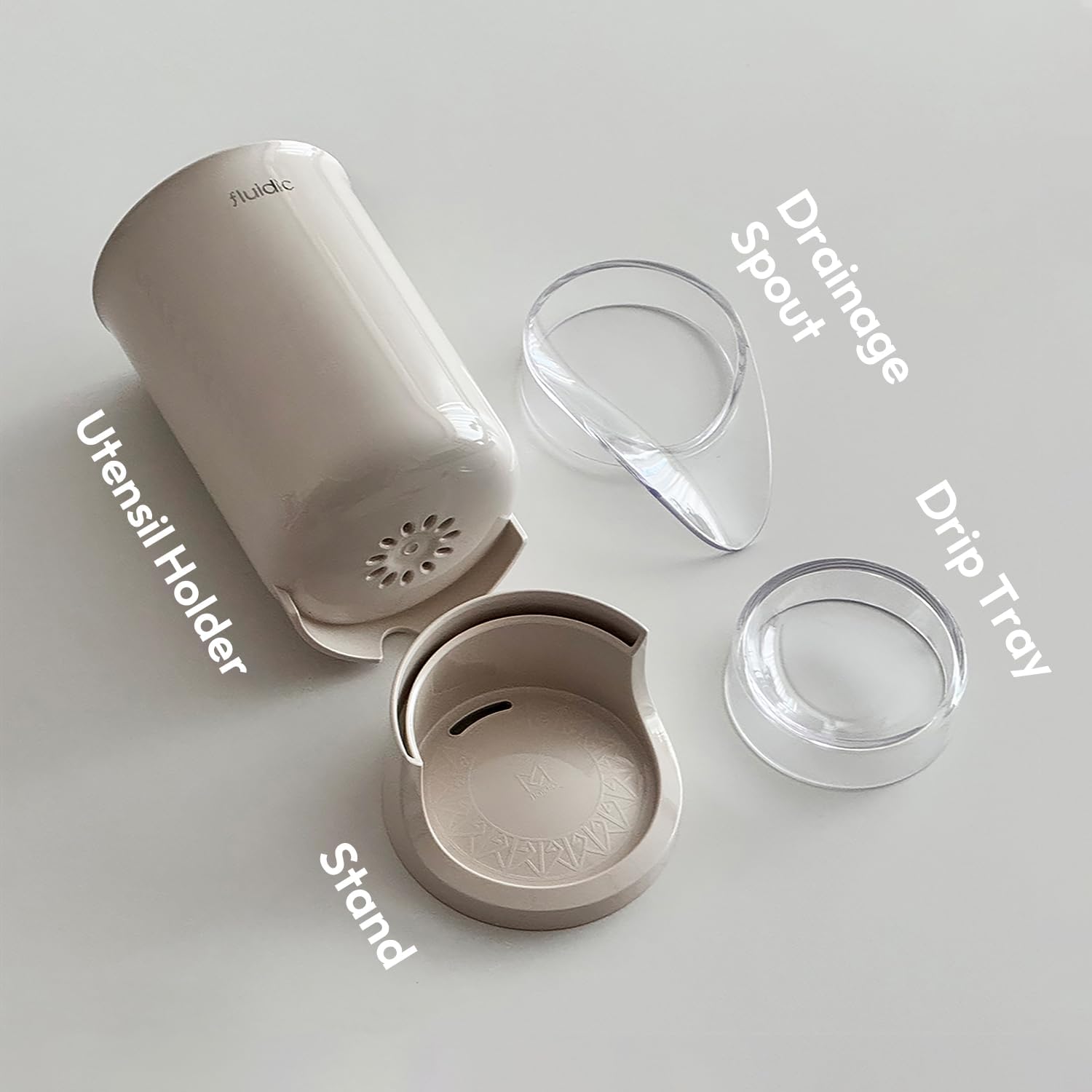 Carrotez Utensil Drying Holder - Self-Draining Cutlery & Silverware Drainer Cup for Kitchen Counter - Beige