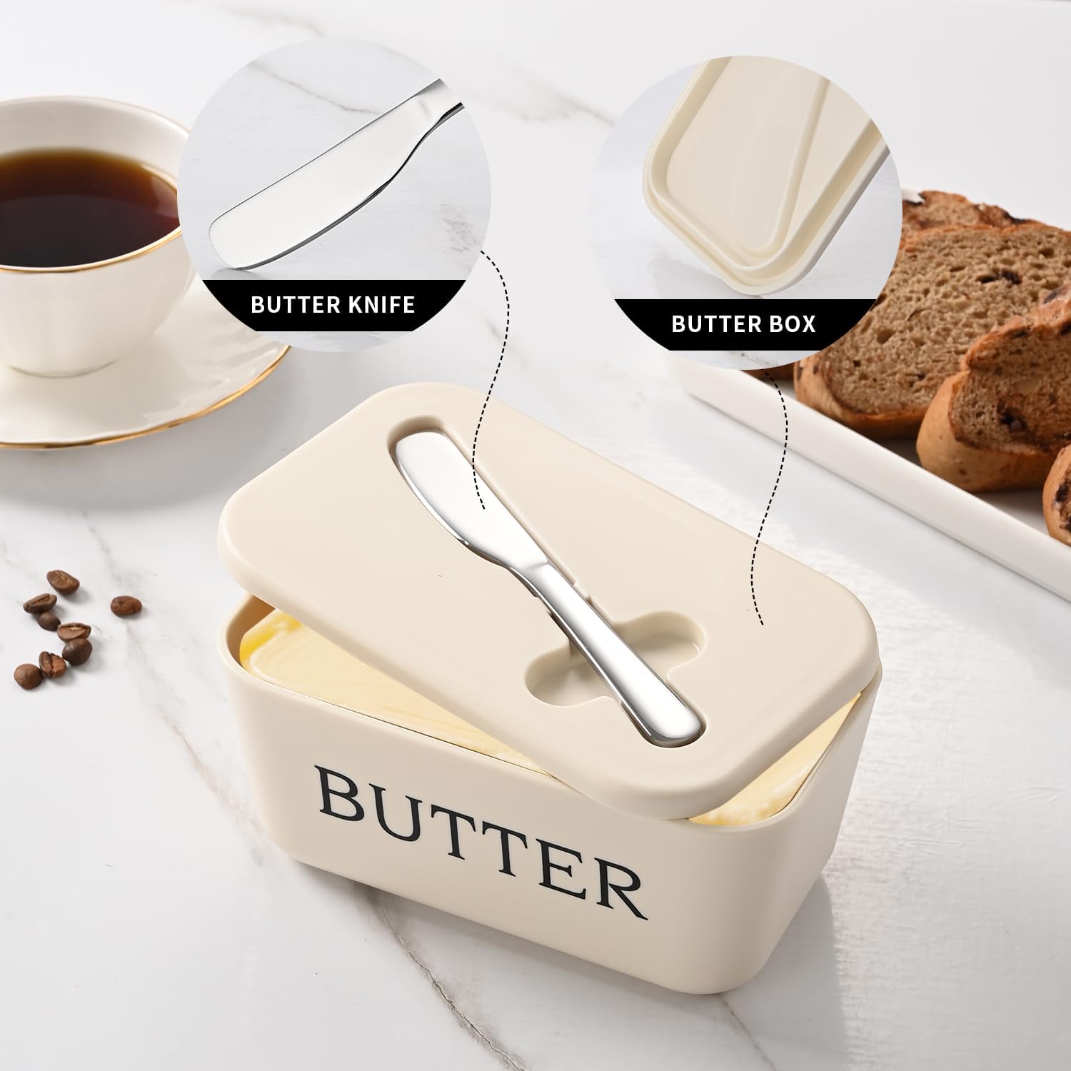 Butter Dish with Knife – Large BPA-Free Butter Keeper Container for Countertop