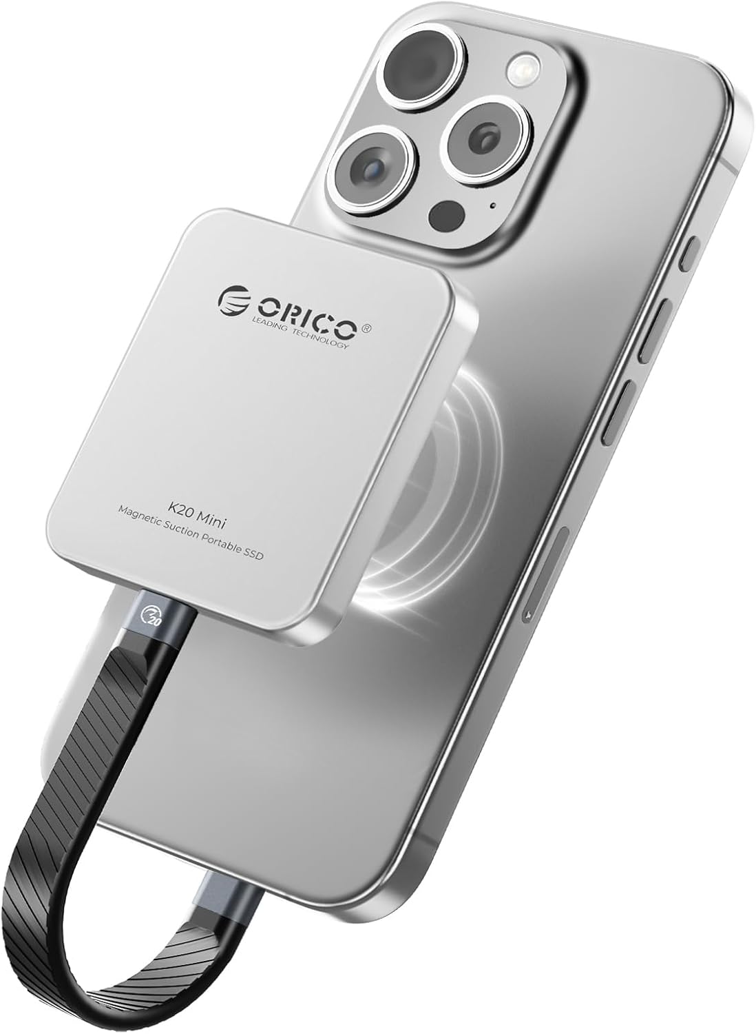 ORICO 1TB Magnetic External SSD – 2000MB/s Portable Drive for iPhone 17 & 16 Pro Max