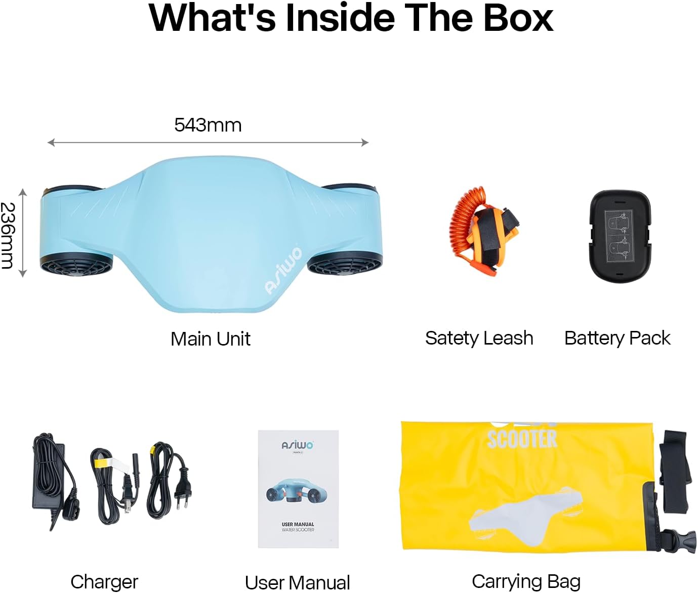 Asiwo Manta 2 Underwater Scooter — Dual Motor Sea Scooter with Camera Mount for Diving & Snorkeling