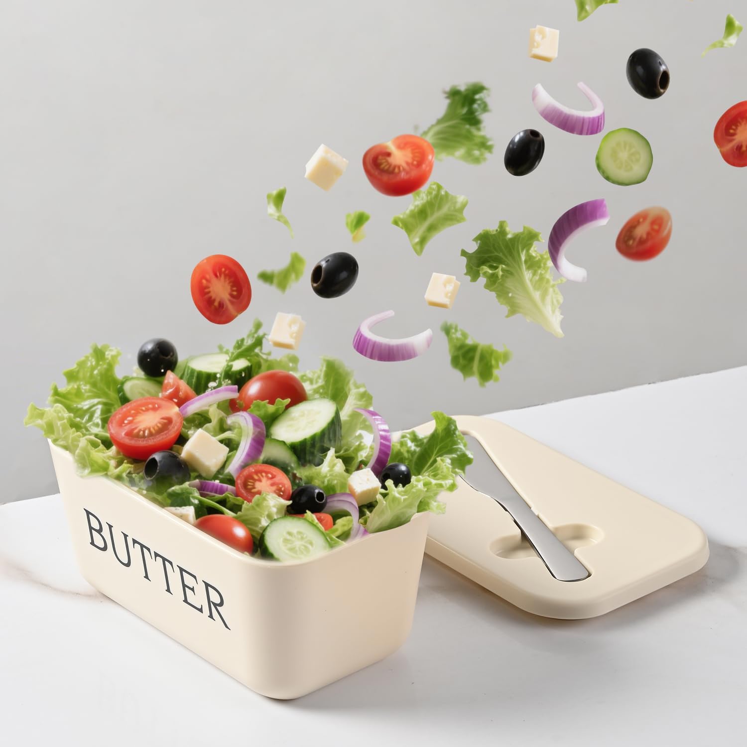 Butter Dish with Knife – Large BPA-Free Butter Keeper Container for Countertop