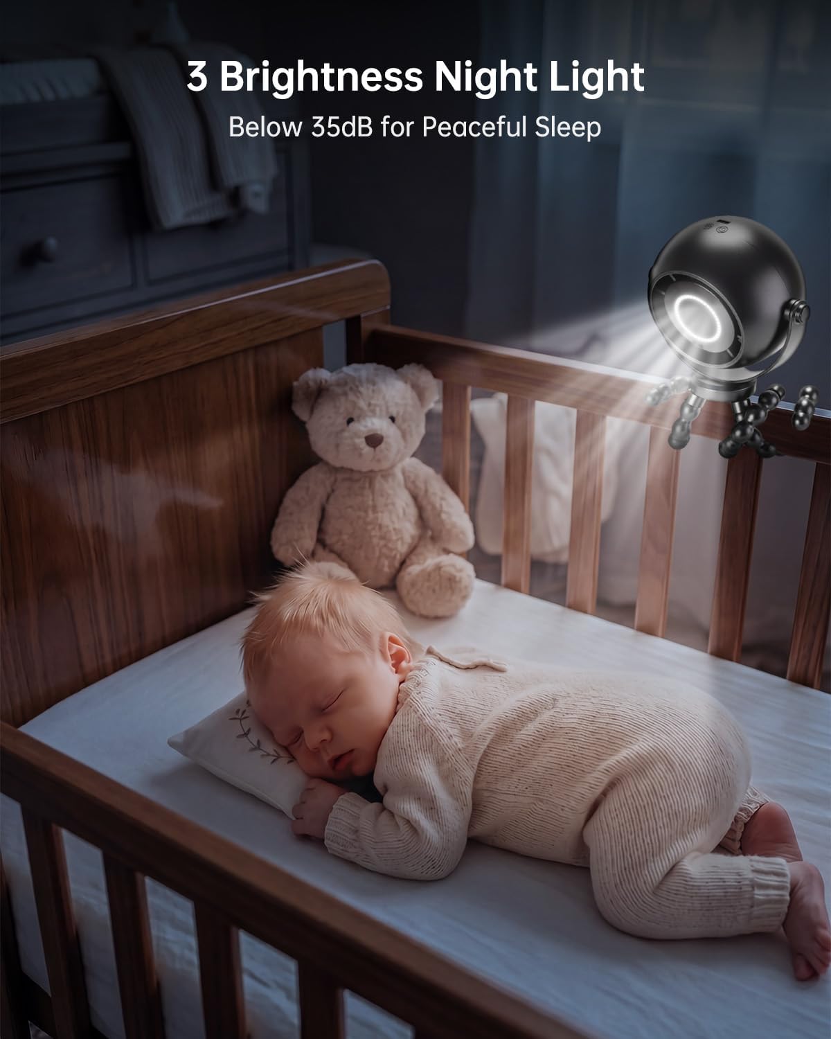Bladeless Baby Stroller Fan — Clip-On Portable Fan with Night Light & 18H Battery