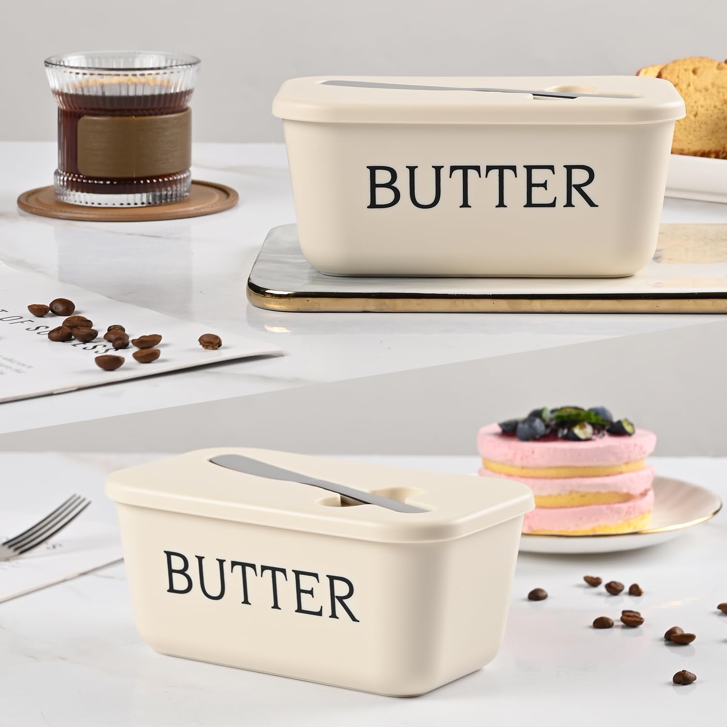 Butter Dish with Knife – Large BPA-Free Butter Keeper Container for Countertop