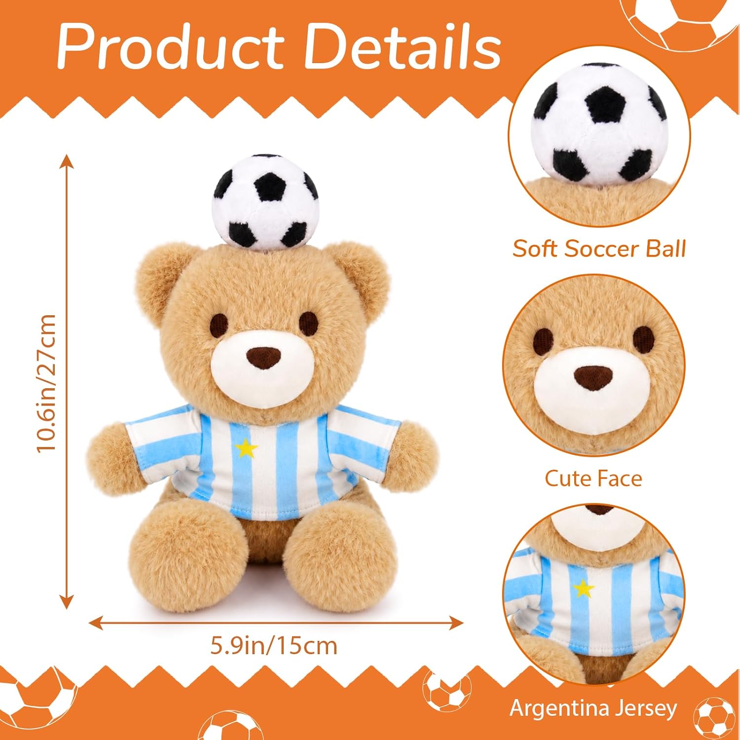 2026 FIFA World Cup Soccer Teddy Bear – 8" Plush Stuffed Animal | Soccer Gift for Kids