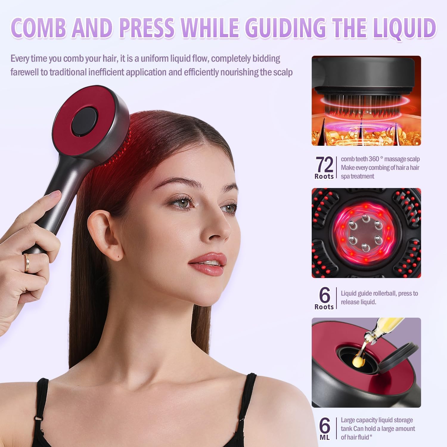 Electric Scalp Massager Comb - IPX7 Waterproof Scalp Brush with 3 Massage Modes for Daily Hair Care & Shower Use