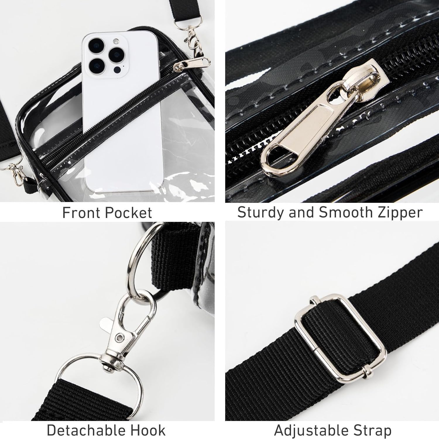 Clear Stadium Bag – Waterproof PVC Crossbody Purse | Stadium Approved 12x6x12 | Concerts, NFL Games & Airports