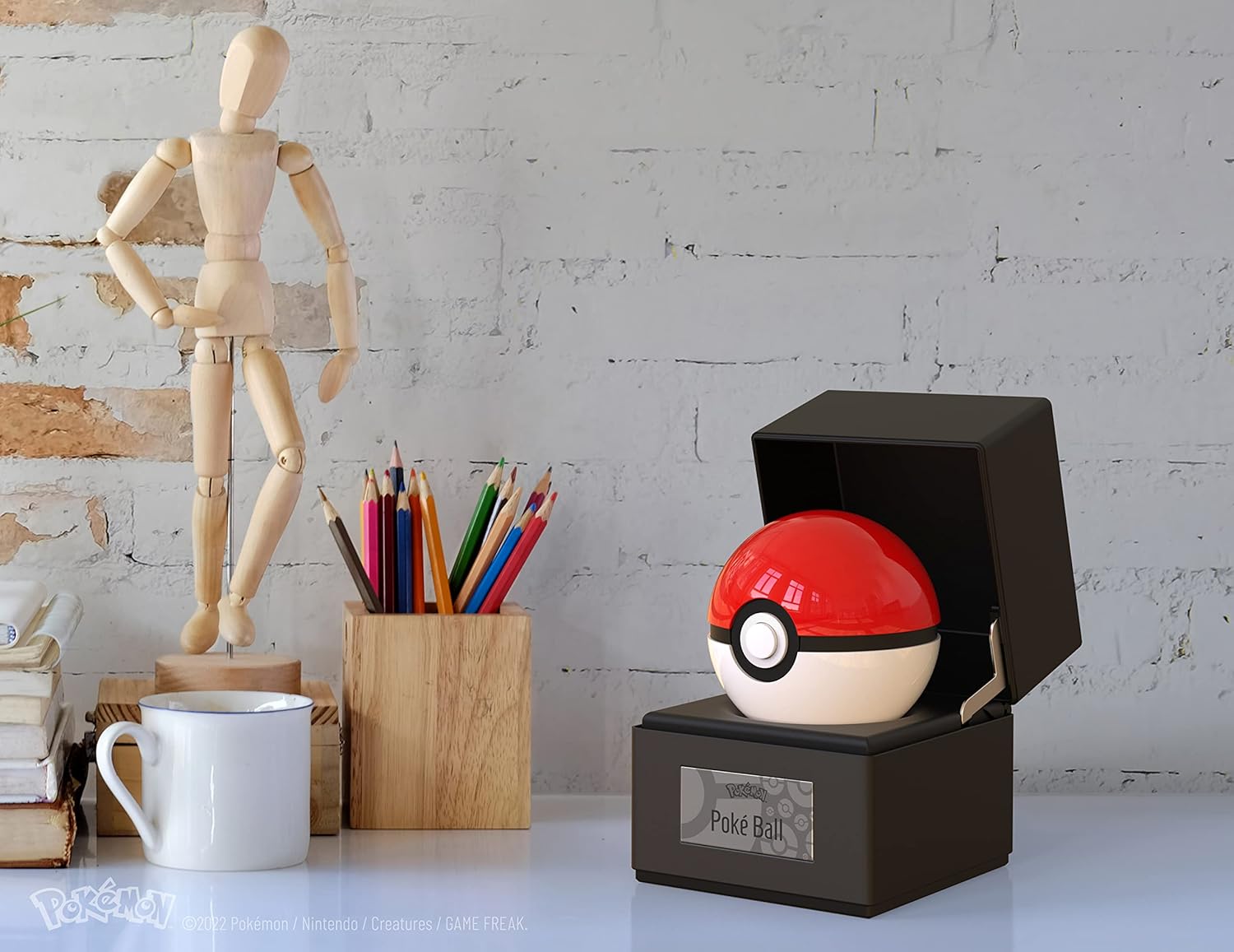 The Wand Company Original Poké Ball — Die-Cast Electronic Replica with Light-Up Display Case