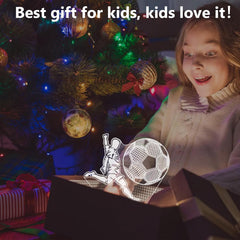3D Soccer Night Light – Remote Control LED Lamp, 7 Colors, USB-C & Battery Powered