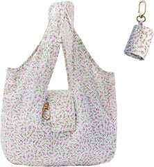 Mini Keychain Tote Bag - Foldable Vegan Leather Shopping Bag with Gold Accents for Daily Carry & Travel