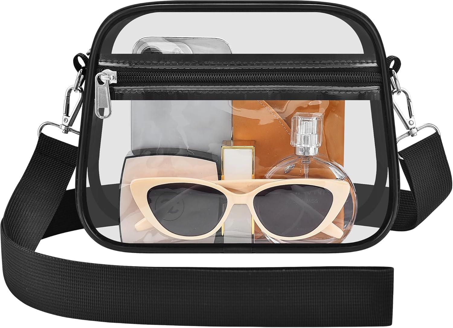 Clear Stadium Bag – NFL & Concert Approved Crossbody Purse | Heavy-Duty PVC, Dual Pockets