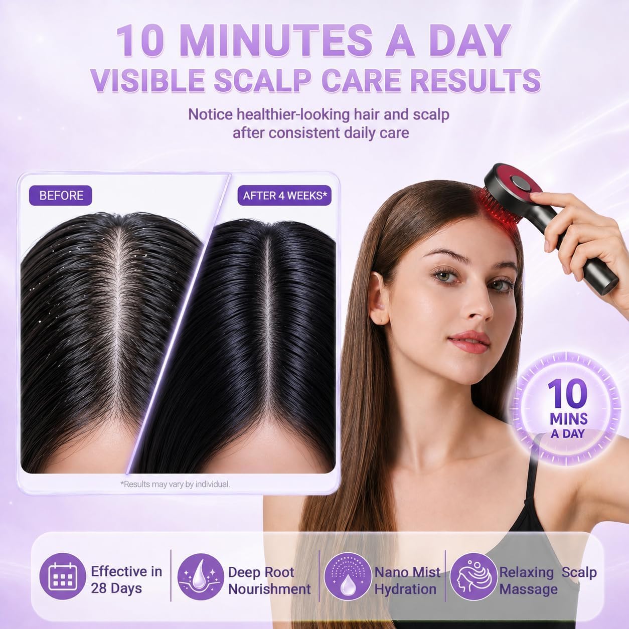Electric Scalp Massager Comb - IPX7 Waterproof Scalp Brush with 3 Massage Modes for Daily Hair Care & Shower Use