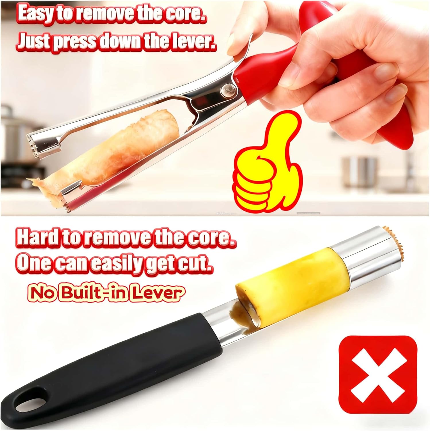 Apple Corer – Stainless Steel Serrated Blade, Ergonomic Grip, Rust-Proof & Dishwasher Safe