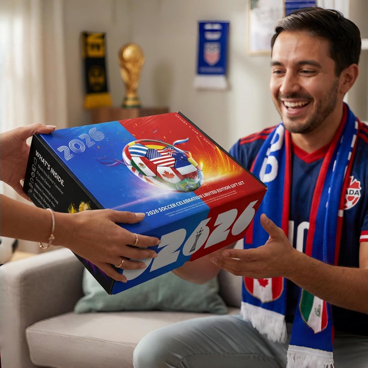 Fibrdoo Soccer Fan Gift Set – 5-Piece Bundle with Water Bottle, Towel, Keychain, Pin & Wristband