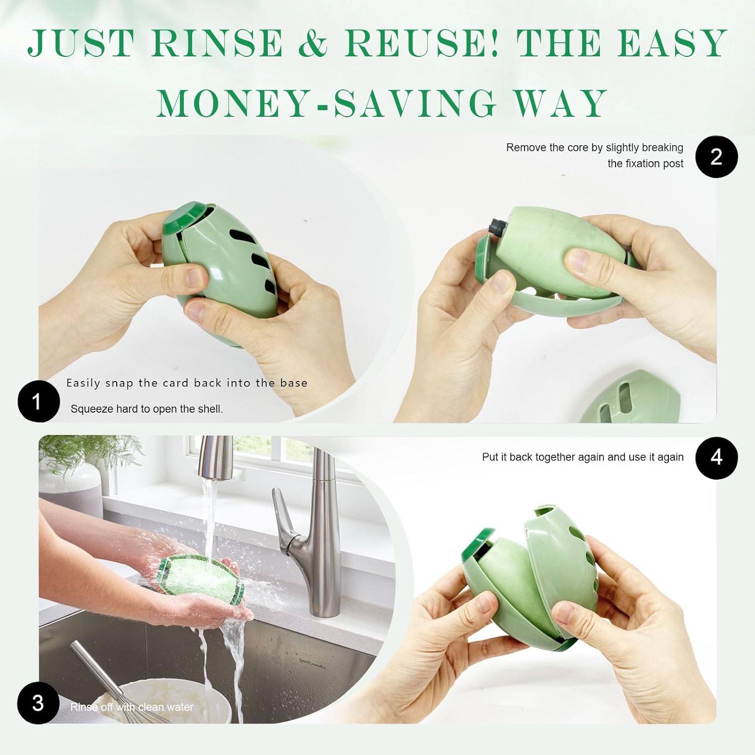 Reusable Gel Lint Roller for Pet Hair – Washable & Portable, 2-Piece Set (Green + White)
