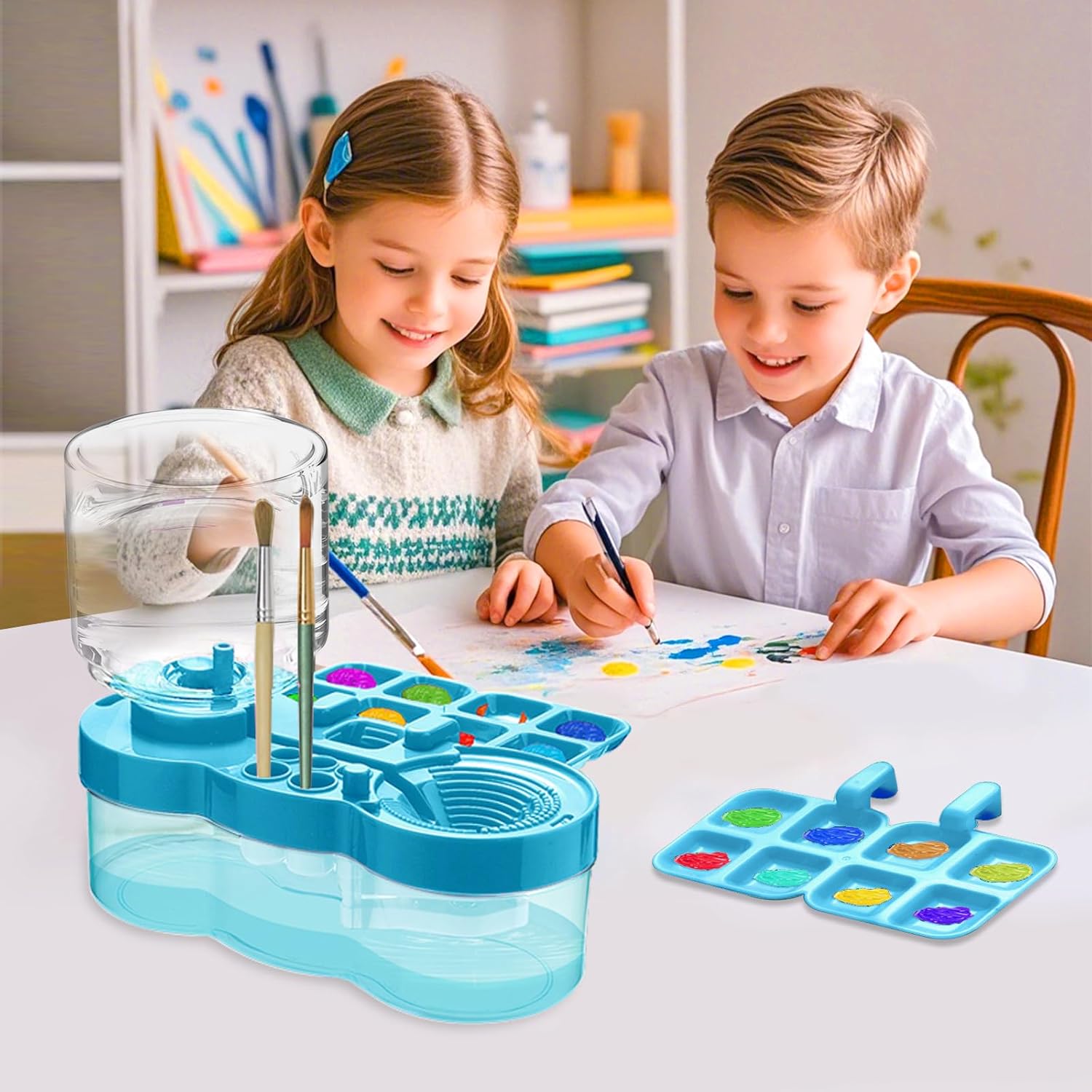 Upgraded Automatic Paint Brush Cleaner - Running Water Circulation Rinser for Acrylic & Watercolor Painting