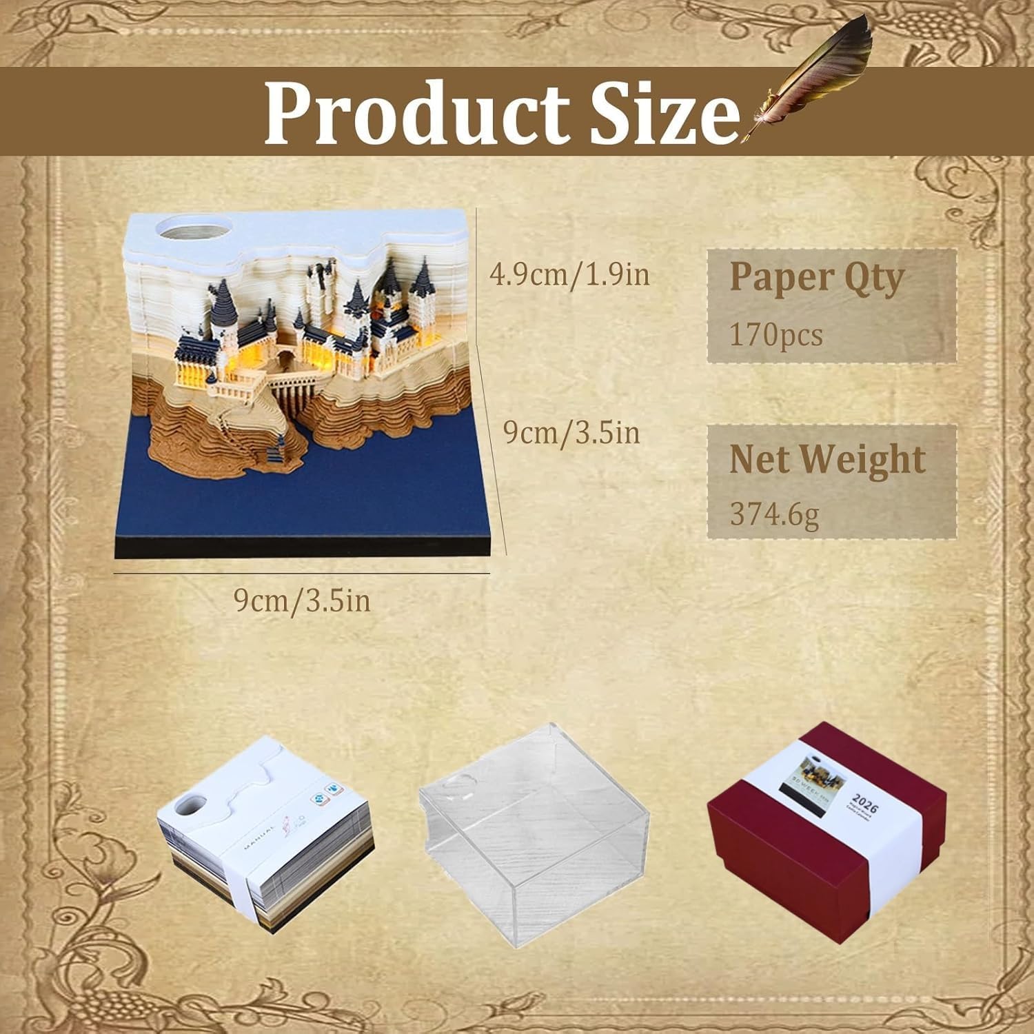 3D Memo Pad Calendar 2026 – Magic Castle DIY Tear-Away Art