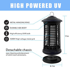 15W Electric Bug Zapper Outdoor & Indoor – 4200V UV Light Mosquito Killer Lamp | 1000 Sq Ft Coverage
