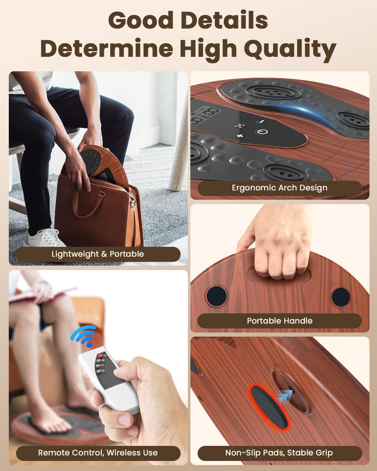 Rechargeable Foot Massager for Neuropathy - EMS & TENS Stimulator with 660-850nm Red Light Therapy for Pain & Plantar Fasciitis