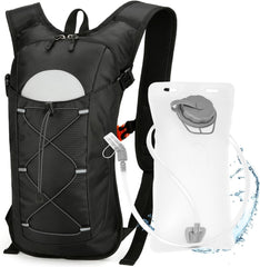 Hydration backpack with 2L water bladder, lightweight adjustable pack for running, hiking and biking for men and women
