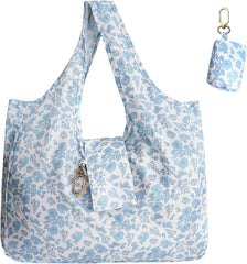 Mini Keychain Tote Bag - Foldable Vegan Leather Shopping Bag with Gold Accents for Daily Carry & Travel
