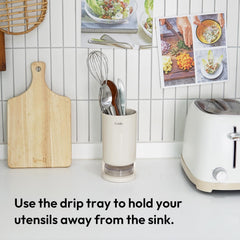 Carrotez Utensil Drying Holder - Self-Draining Cutlery & Silverware Drainer Cup for Kitchen Counter - Beige
