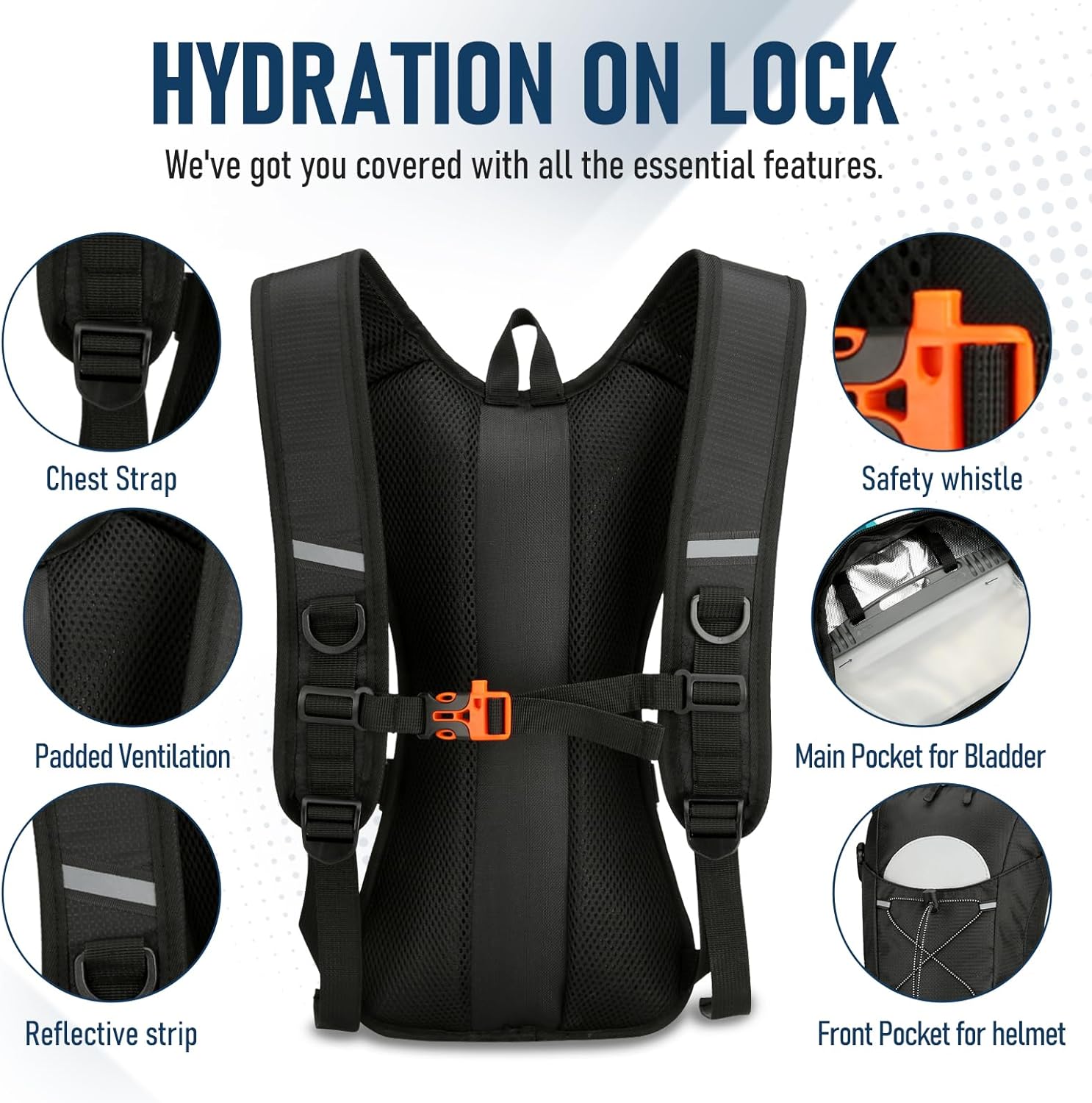 Hydration Backpack with 2L Water Bladder - Lightweight Running & Hiking Pack, Adjustable Fit for Men & Women