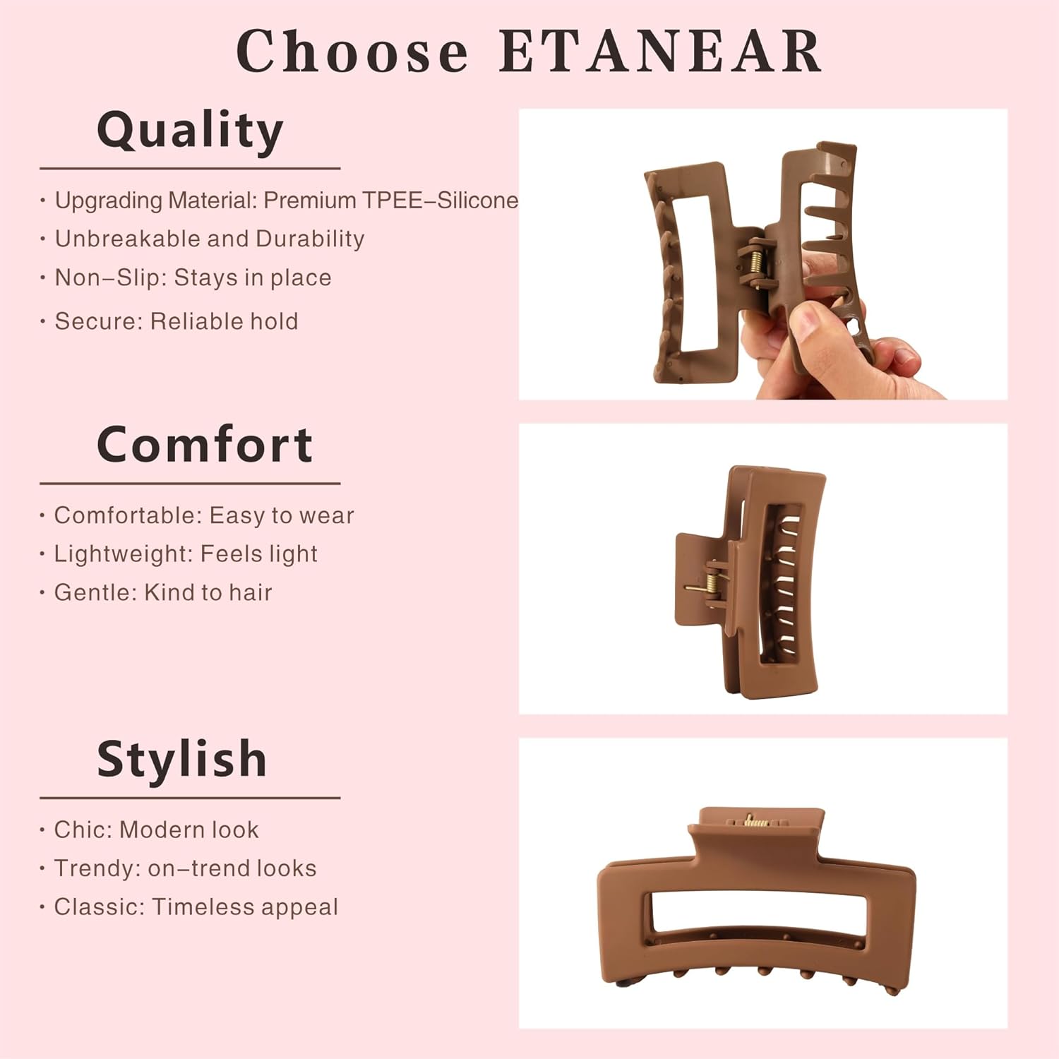 4Pcs Cloud Claw Clips - 4.2 Inch Non-Slip Strong Hold Hair Clips for Thick, Thin, & Curly Hair - Durable TPEE-Silicone