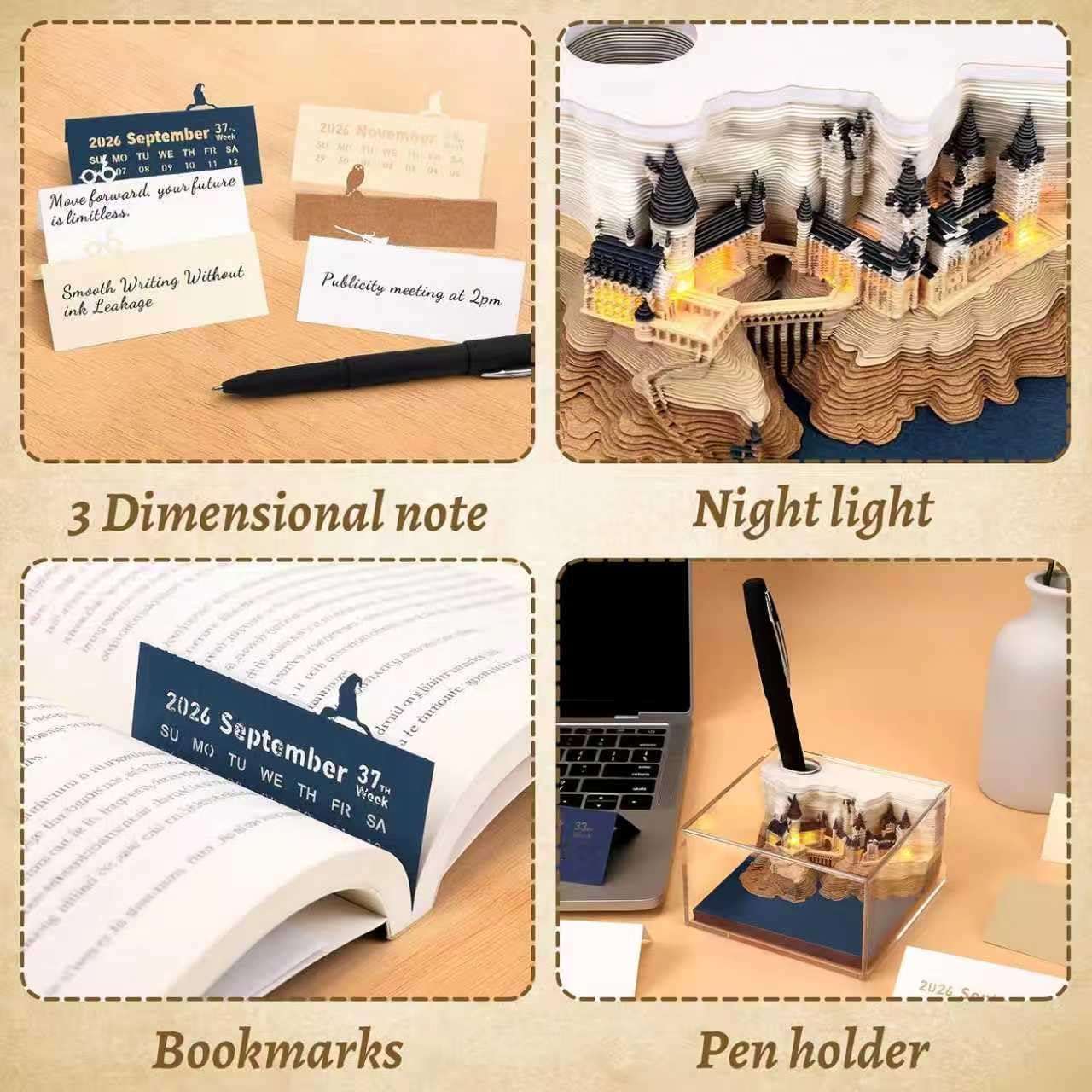 3D Memo Pad Calendar 2026 – Magic Castle DIY Tear-Away Art