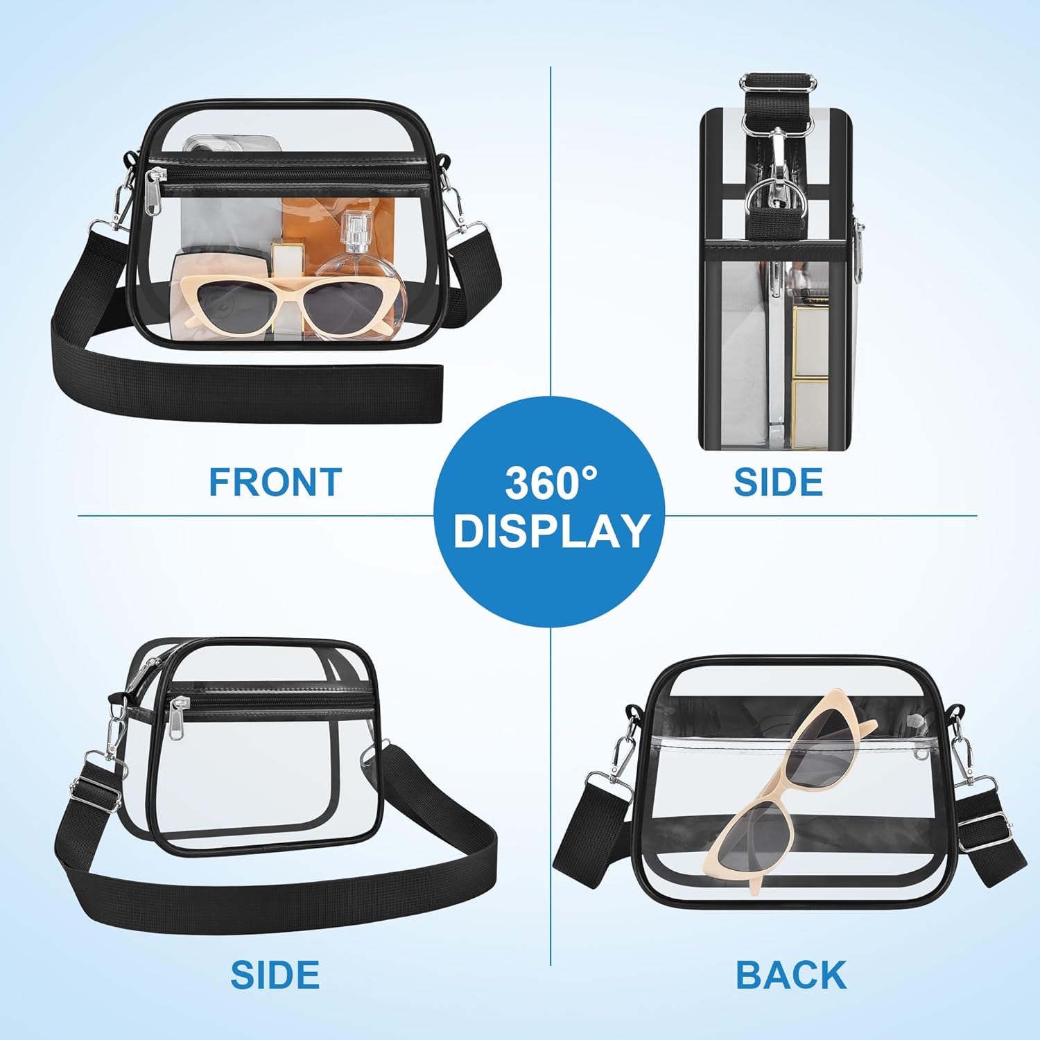 Clear Stadium Bag – NFL & Concert Approved Crossbody Purse | Heavy-Duty PVC, Dual Pockets