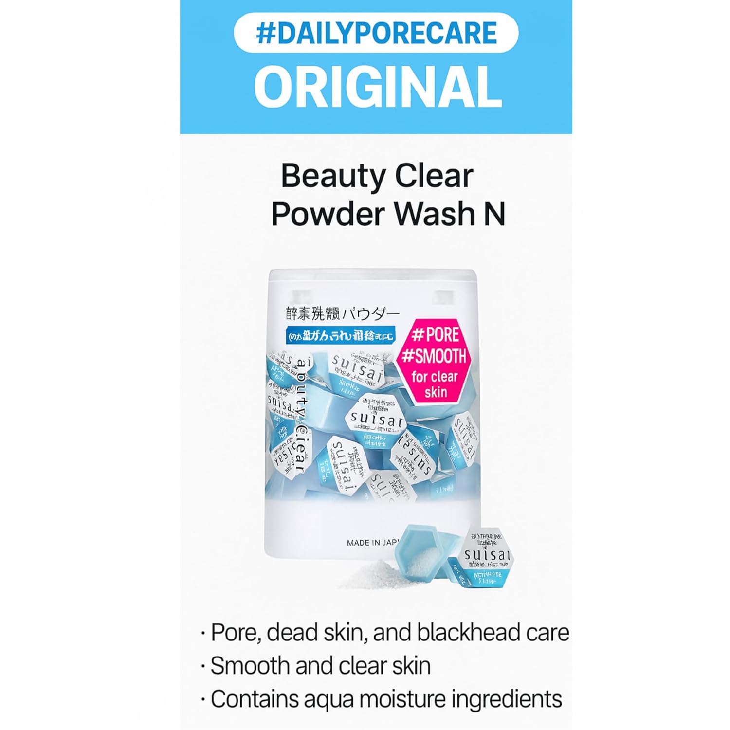 Kanebo Suisai Beauty Clear Enzyme Powder Wash - Japanese Pore Cleansing & Exfoliating Face Wash (64 Pods Total)
