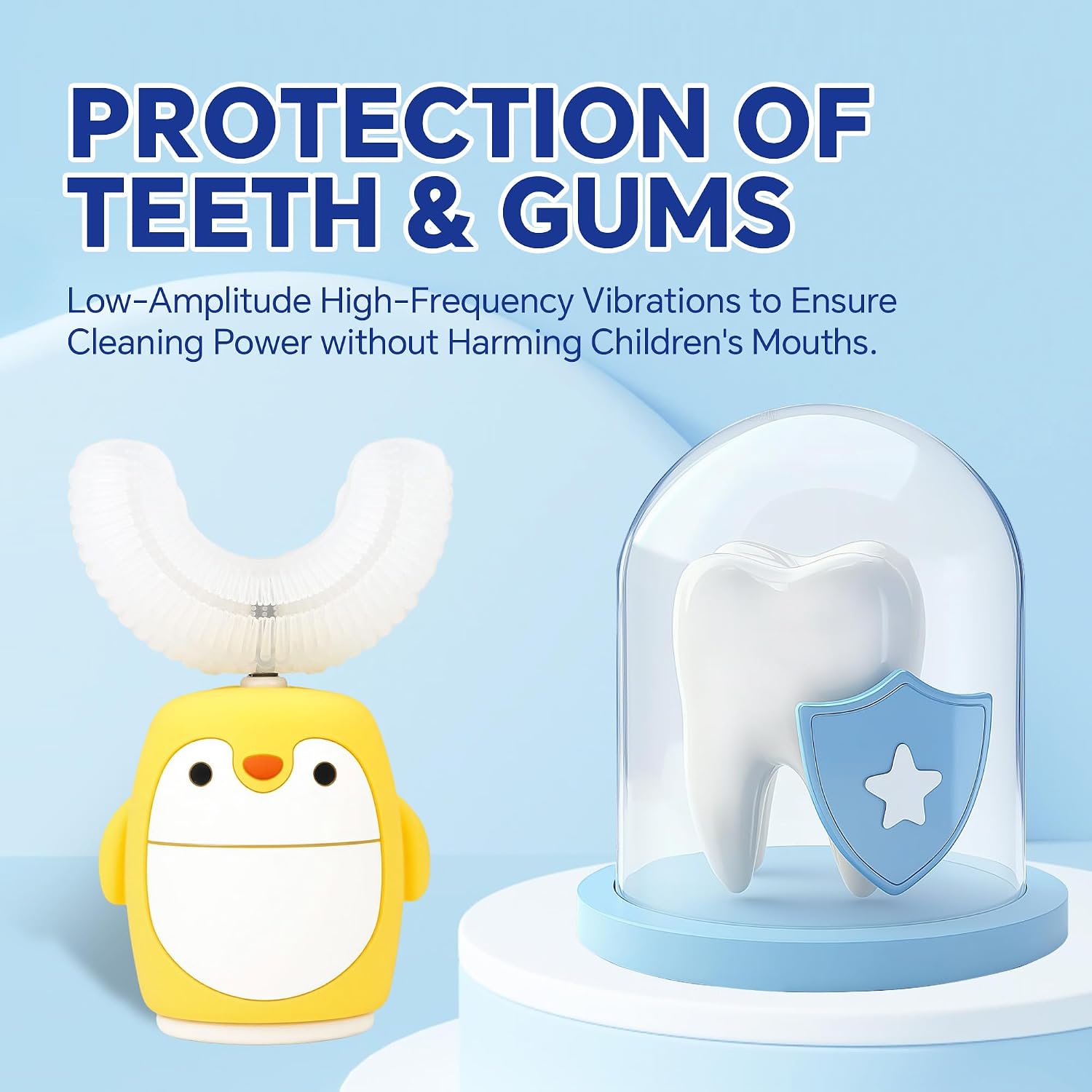 Kids Sonic Electric Toothbrush - U-Shaped 360° Toddler Toothbrush, Waterproof 5 Modes with Timer, Ages 2-7