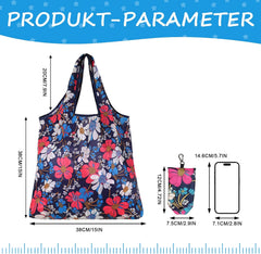 Reusable Shopping Bags 6 Pack - Foldable Grocery Tote Bags, Washable Eco-Friendly Polyester for Travel & Daily Use