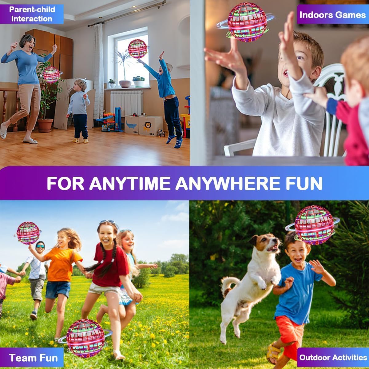 Flying Orb Ball Toy - 2026 Magic Hover Ball with LED Light, 360° Rotating Boomerang Toy for Kids & Adults