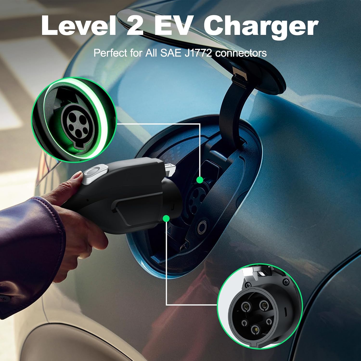Level 2 EV Charger 32A 7KW - Portable Home Electric Vehicle Charging Station, 240V NEMA 14-50, 20FT Cable