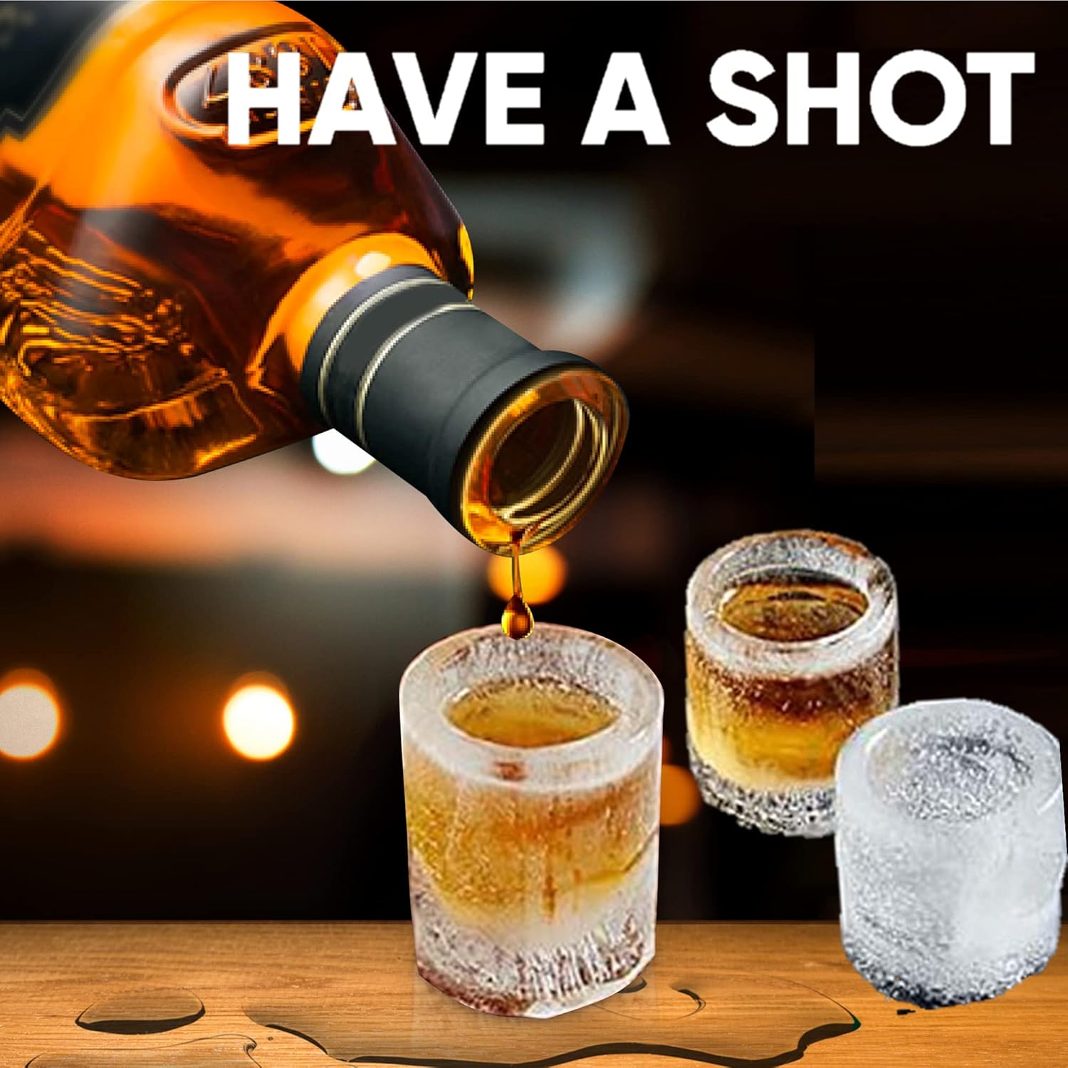 Silicone Shot Glass Ice Mold Tray – Makes 4 Ice Shot Glasses | BPA-Free, Dishwasher Safe | For Whiskey, Cocktails & Jello Shots