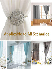 Crystal Flower Magnetic Curtain Tiebacks for Drapes & Curtains (2 Pack)