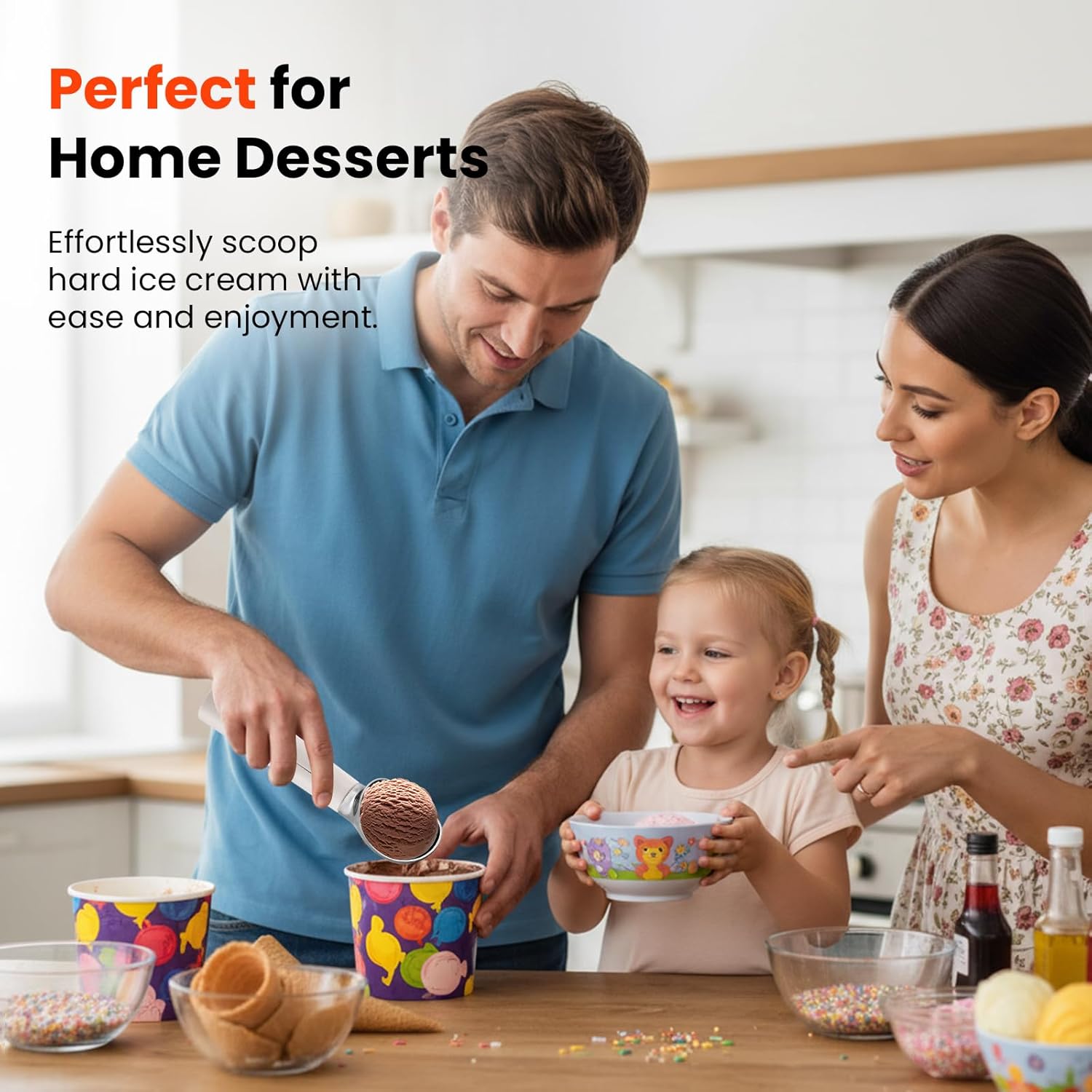 Heated Electric Ice Cream Scoop | Rechargeable, IP67 Waterproof, Stay-Cool Handle