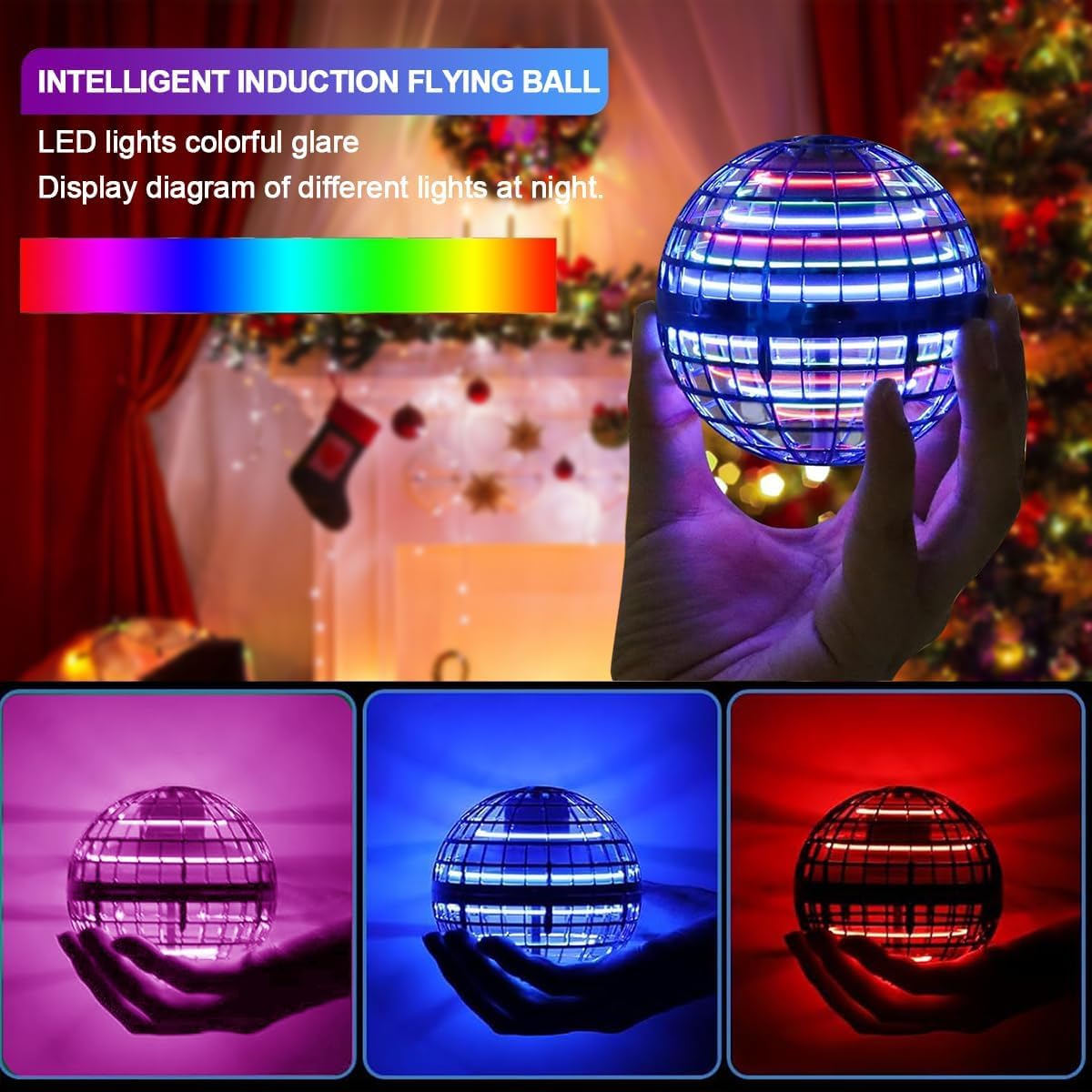 Flying Orb Ball Toy - 2026 Magic Hover Ball with LED Light, 360° Rotating Boomerang Toy for Kids & Adults