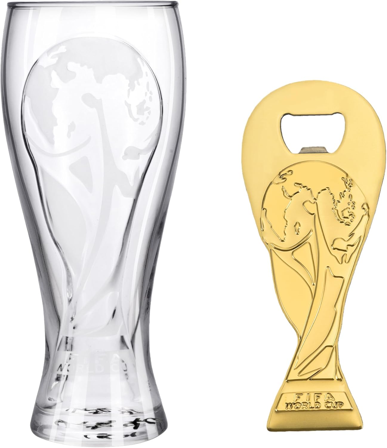 World Cup 2026 Soccer Trophy Beer Glass & Bottle Opener Gift Set – Football Fan Collectible