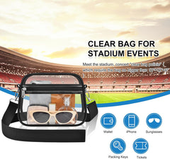 Clear Stadium Bag – NFL & Concert Approved Crossbody Purse | Heavy-Duty PVC, Dual Pockets