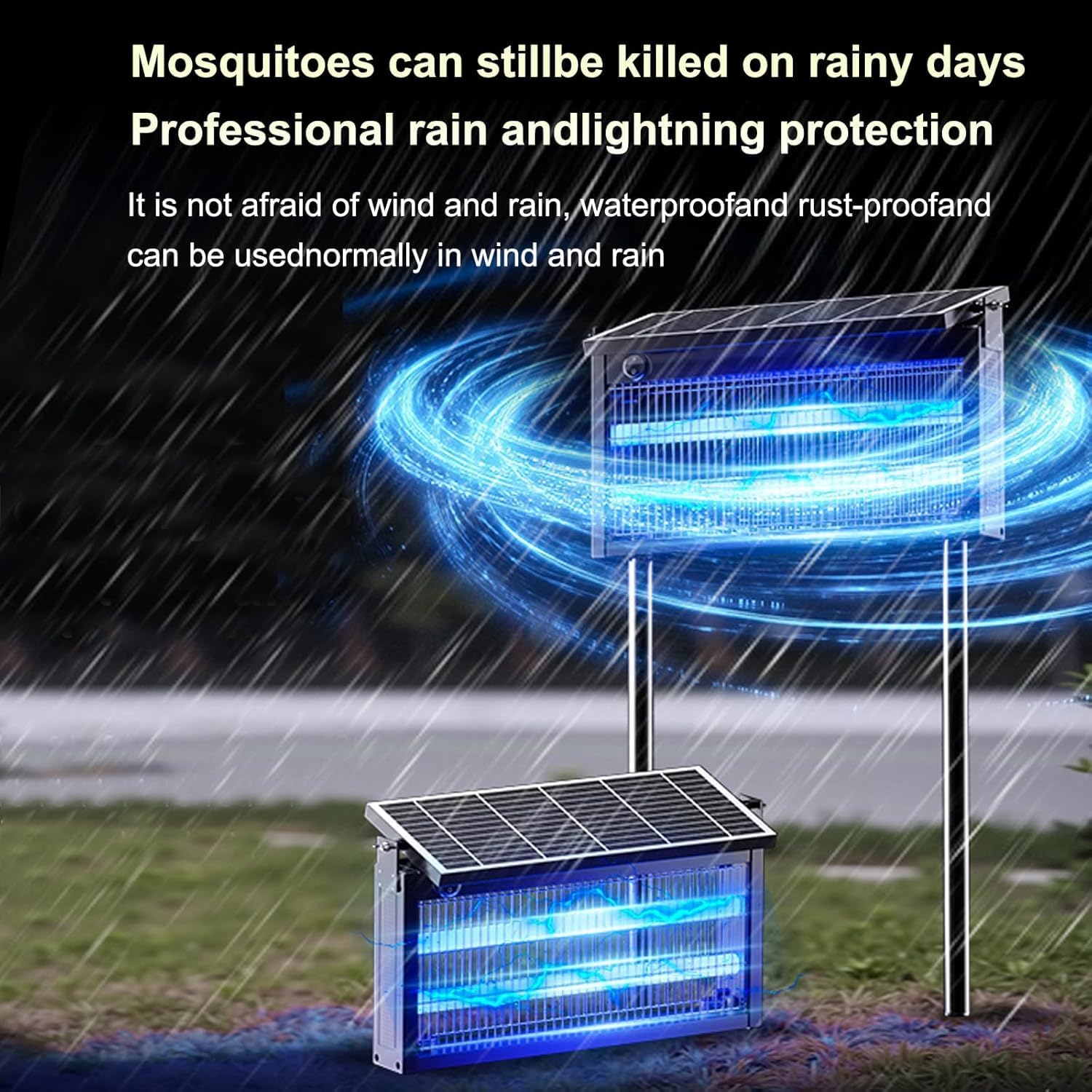 Solar Mosquito Zapper Outdoor – Rechargeable UV Bug Zapper with White & Purple Light | IP44 Waterproof Insect Killer