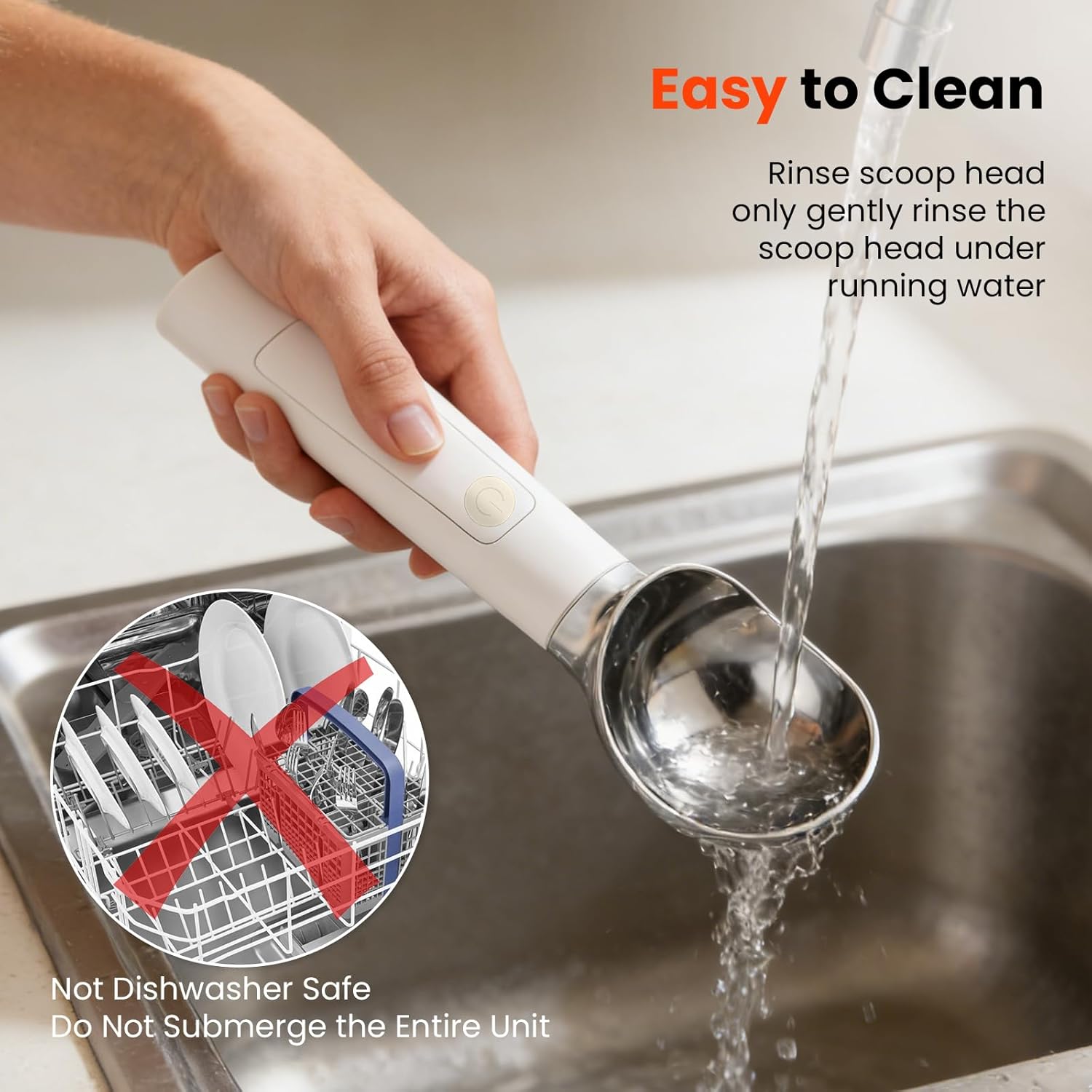 Heated Electric Ice Cream Scoop | Rechargeable, IP67 Waterproof, Stay-Cool Handle