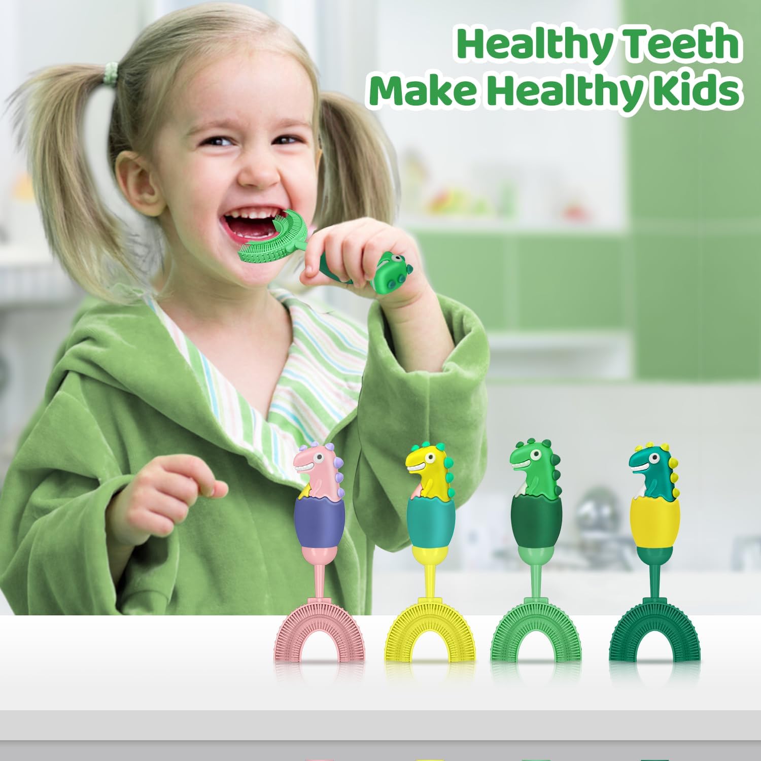 U-Shaped Kids Toothbrush Ages 2-7 - Soft Silicone 360° Toddler Toothbrush for Sensitive Gums, Training